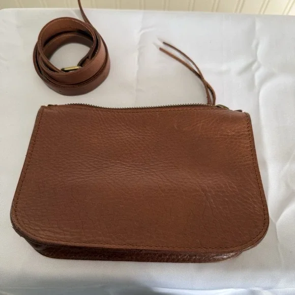 Madewell The Simple Pouch Belt Bag Brown Leather Sling Bag Purse Fanny Pack - Picture 1 of 15